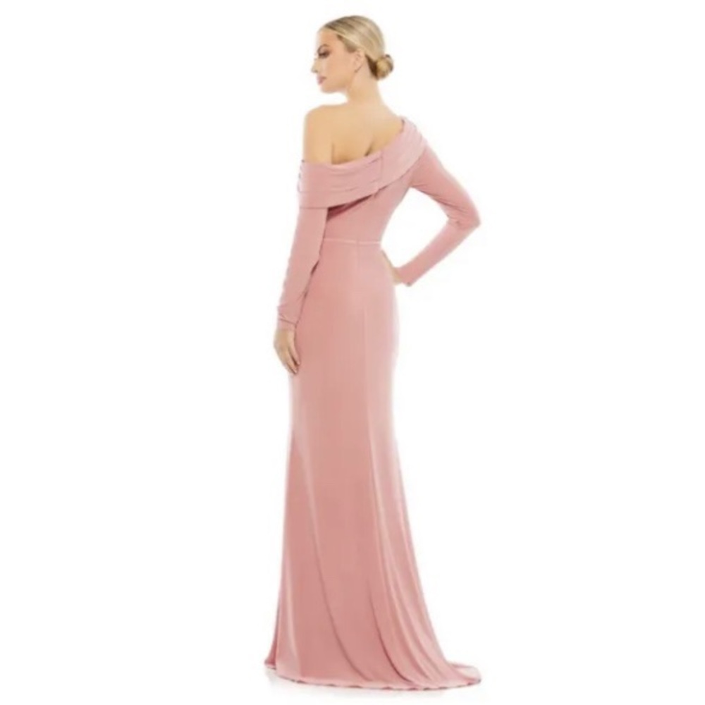 Mac Duggal Dusty Rose One Shoulder Lone Sleeve Gown Dress Maxi - Picture 2 of 8